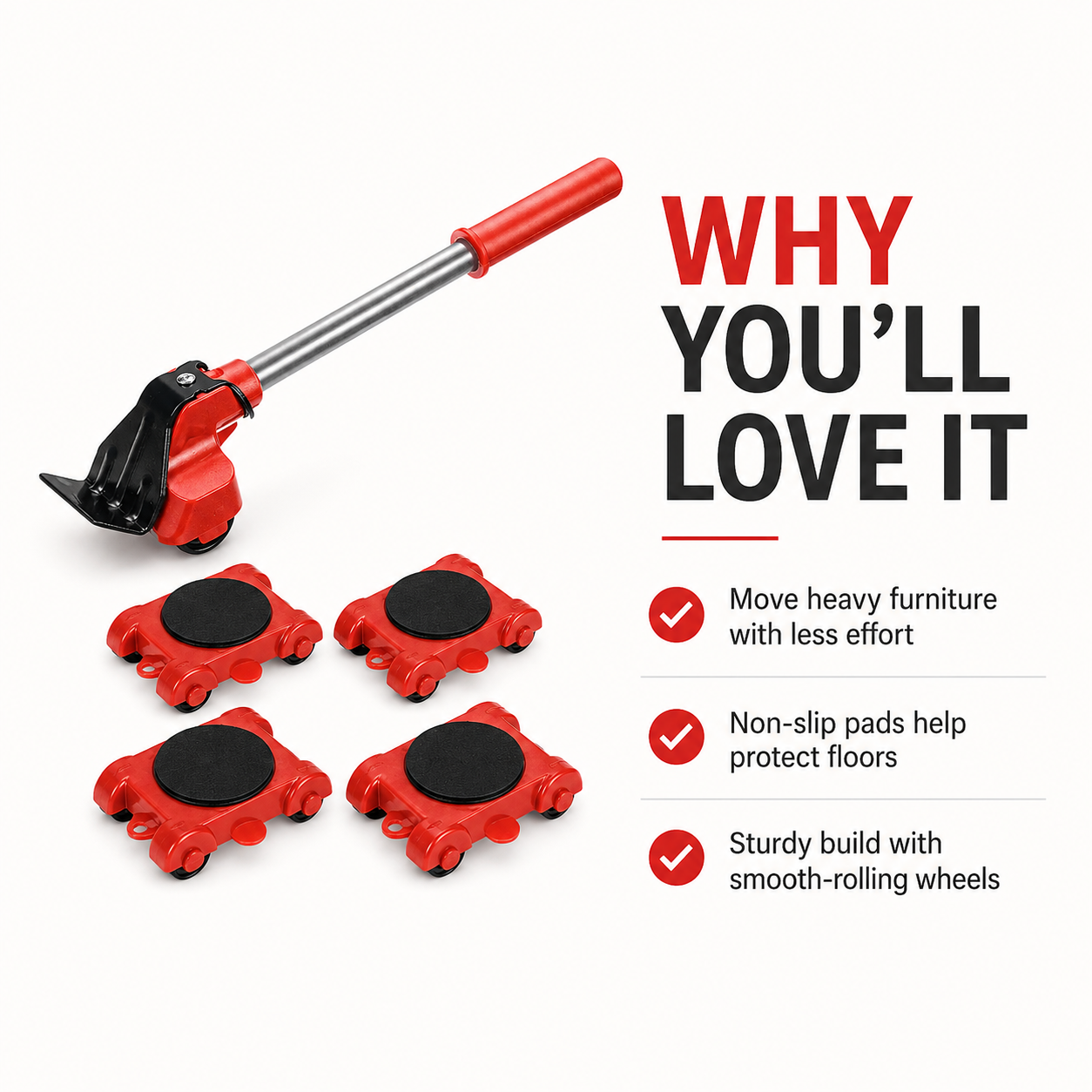 Effortless Furniture Lifter & Roller Set