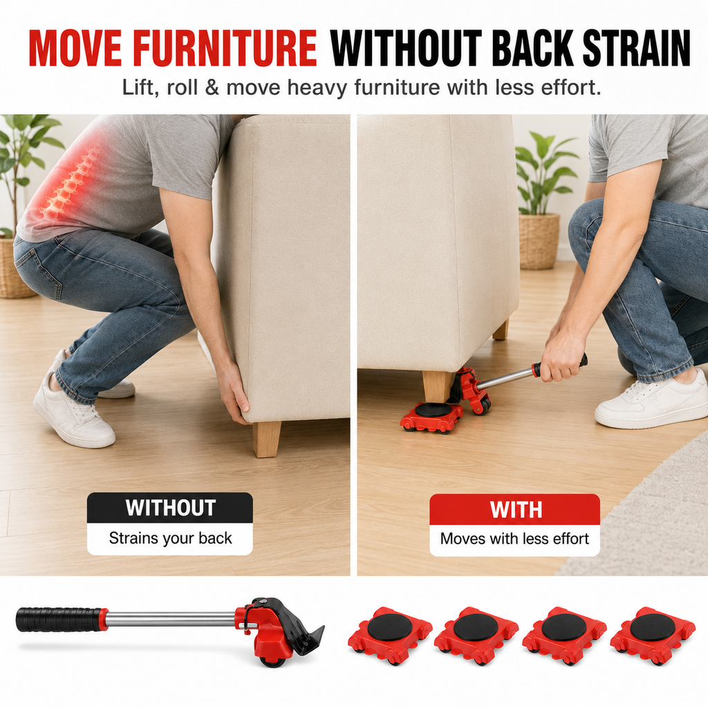 Effortless Furniture Lifter & Roller Set